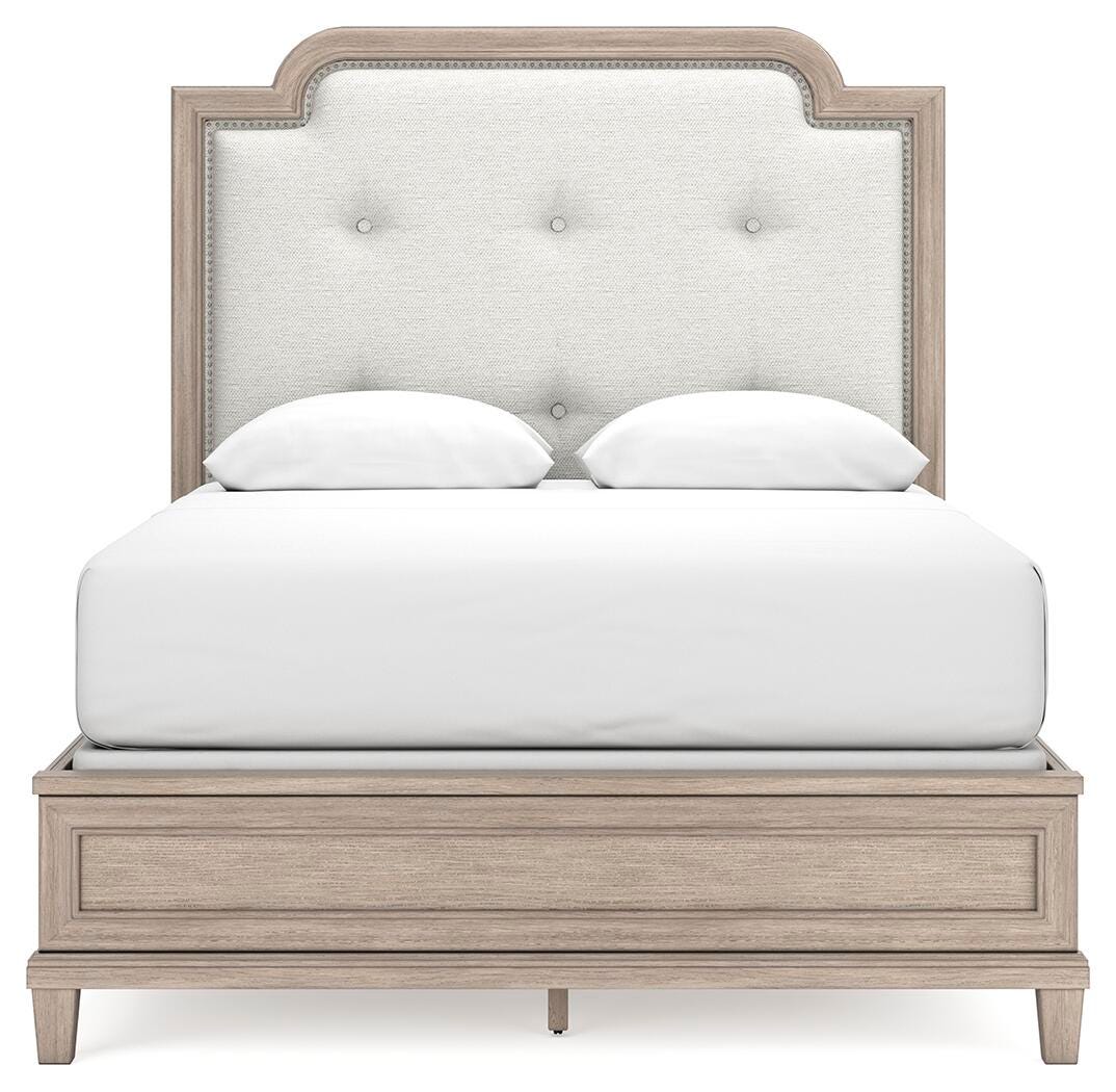 Ashfield Queen Upholstered Panel Bed in Light Grayish Brown