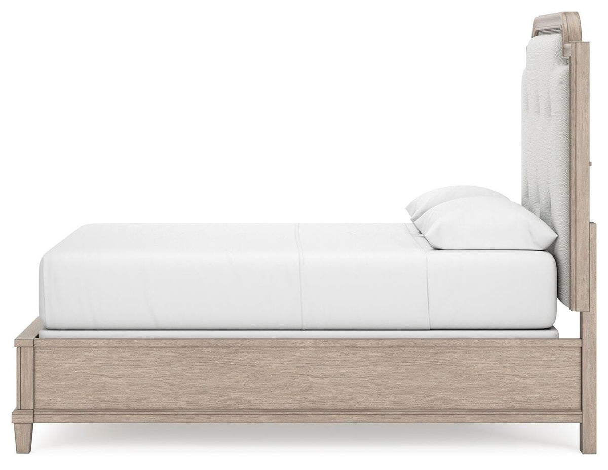 Ashfield Queen Upholstered Panel Bed in Light Grayish Brown
