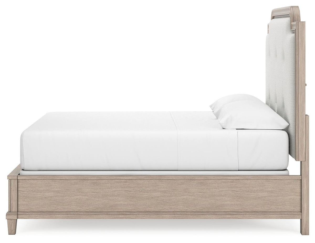 Ashfield King Upholstered Panel Bed in Light Grayish Brown Fabric