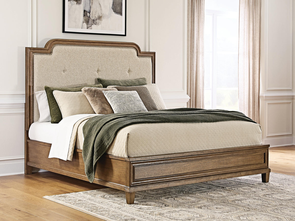 Ashfield Queen Upholstered Panel Bed in Brown