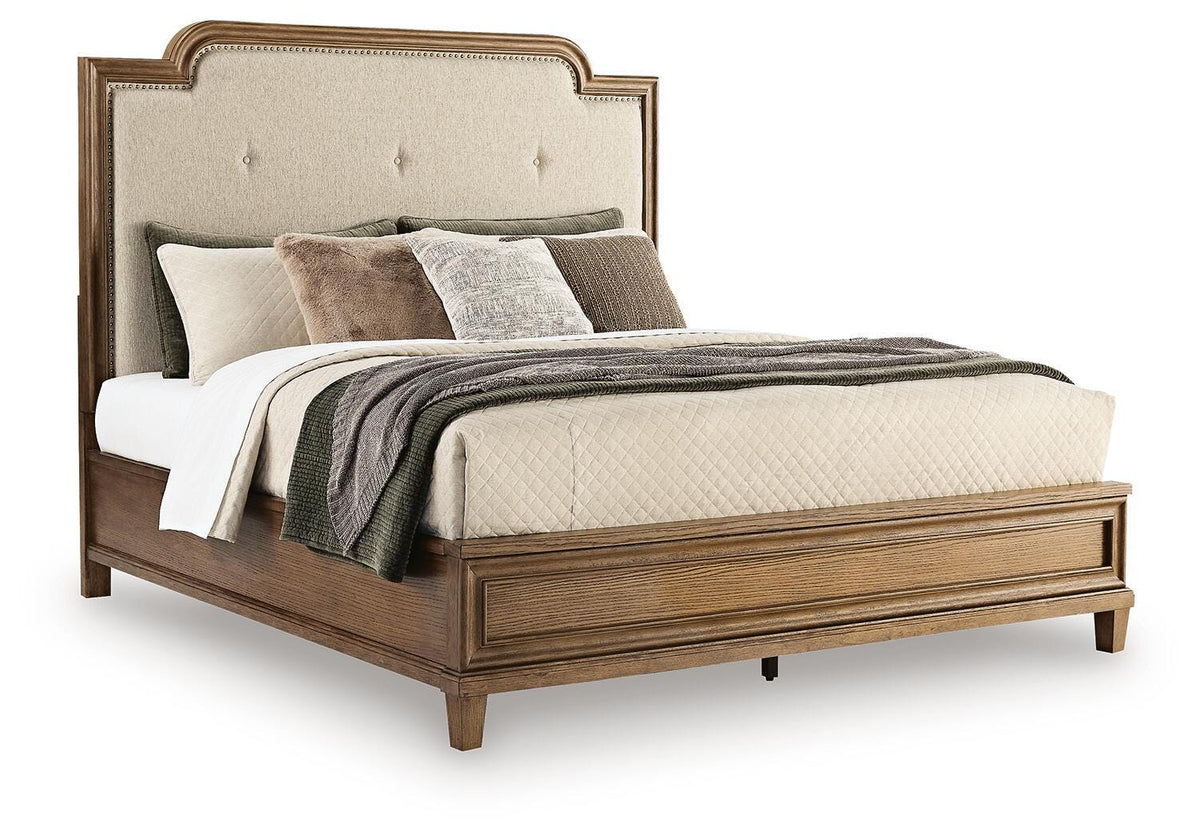 Ashfield Queen Upholstered Panel Bed in Brown