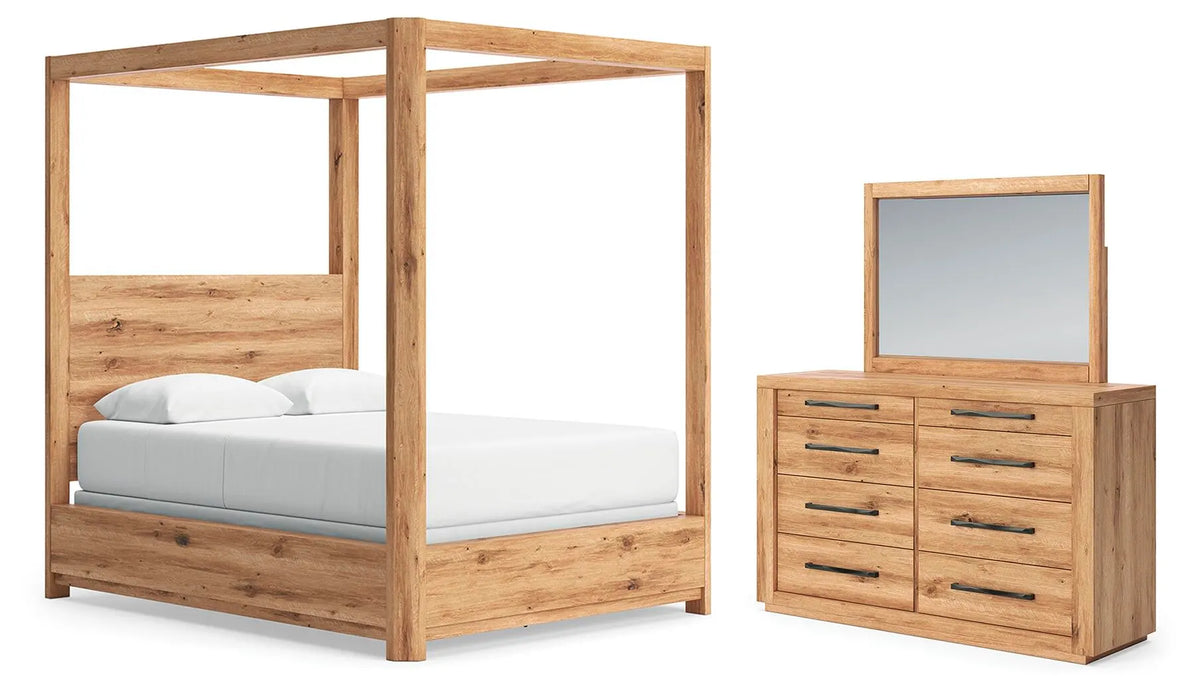 Solerno Queen Poster Bed with Dresser and Mirror