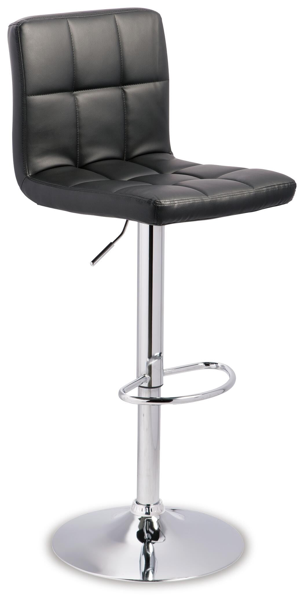 Colton Adjustable Height Bar Stool in Black/Chrome Finish