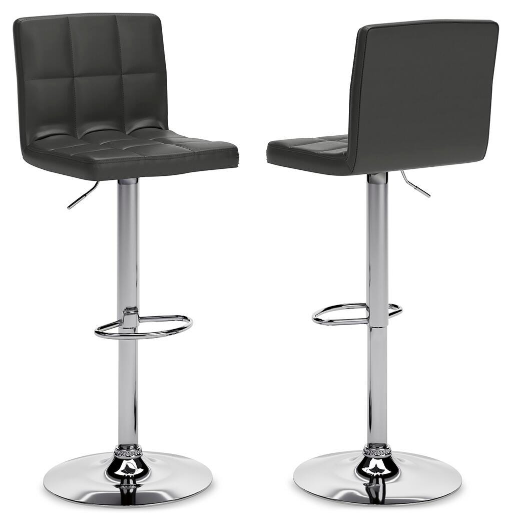 Colton Adjustable Height Bar Stool in Black/Chrome Finish