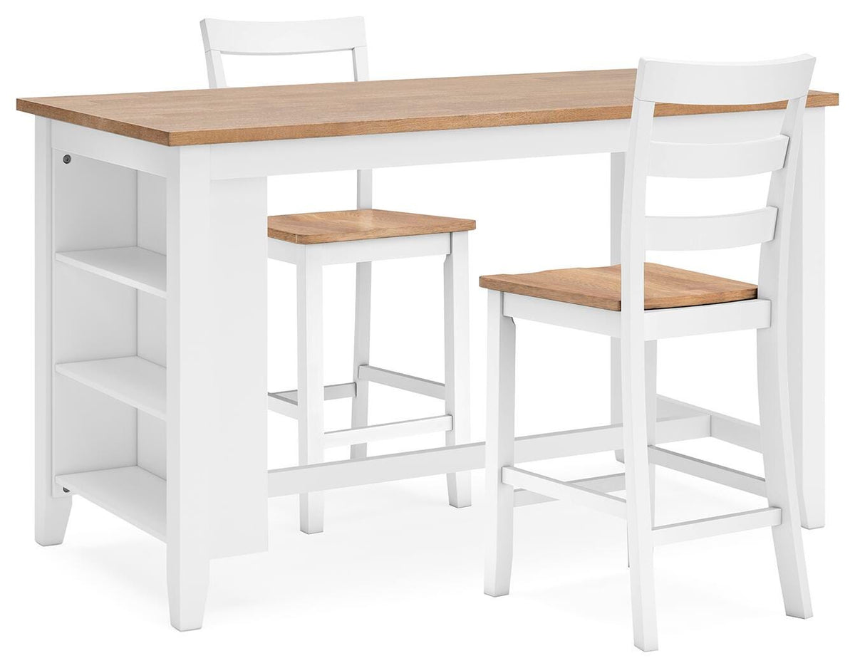 Windham Counter Height Dining Table and 2 Barstools in Natural/White