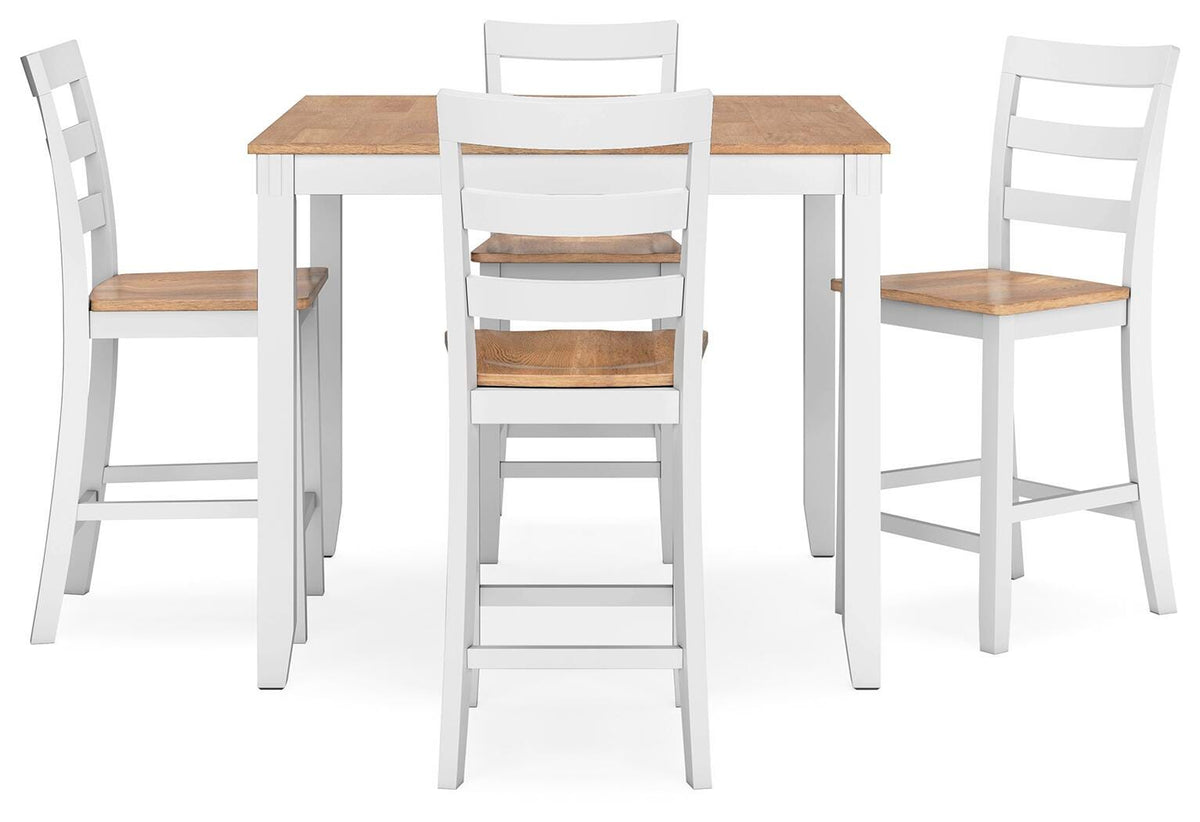 Windham Counter Height Dining Table and 4 Barstools (Set of 5) in Natural/White