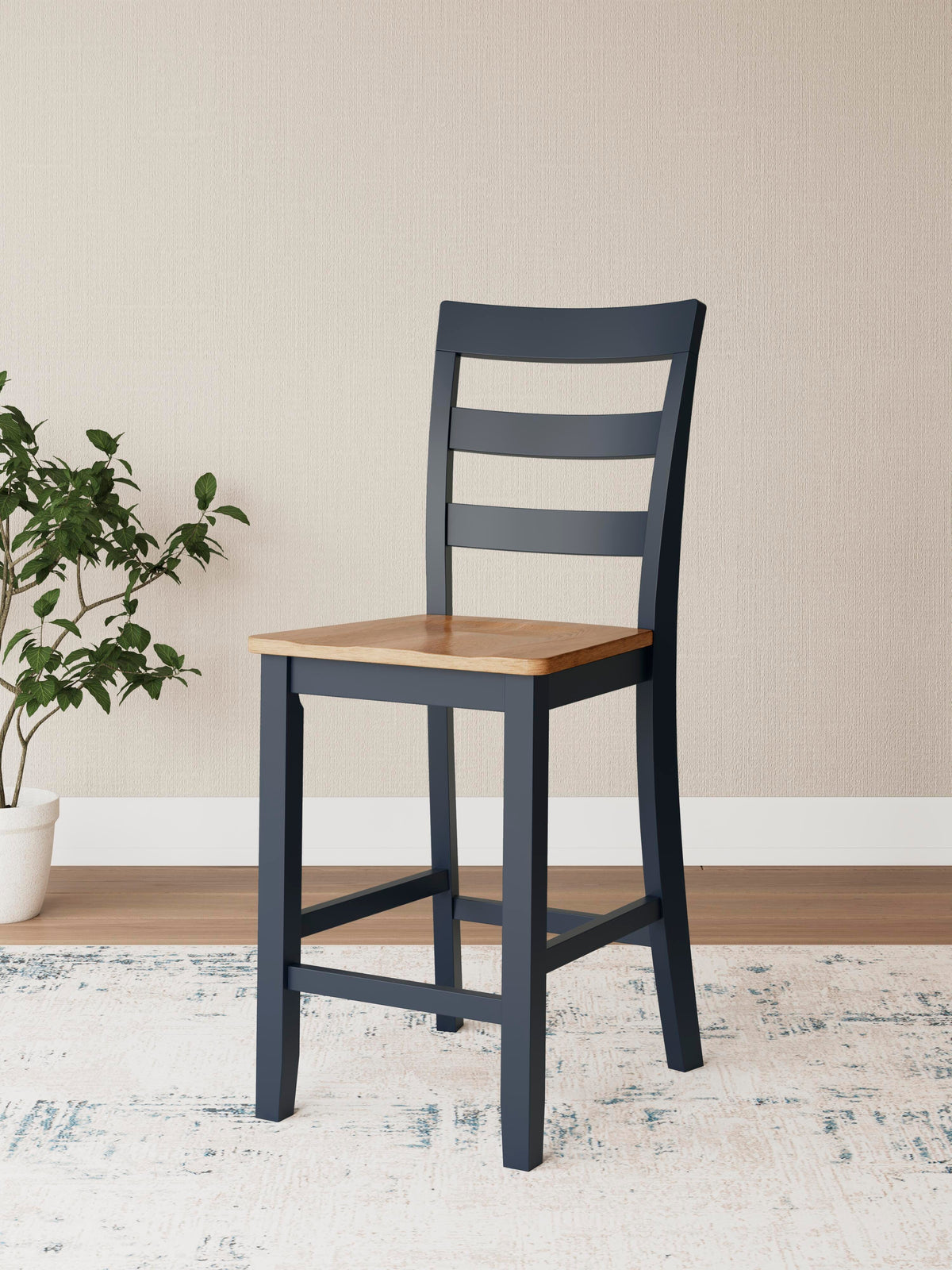 Windham Counter Height Barstool in Natural/Blue