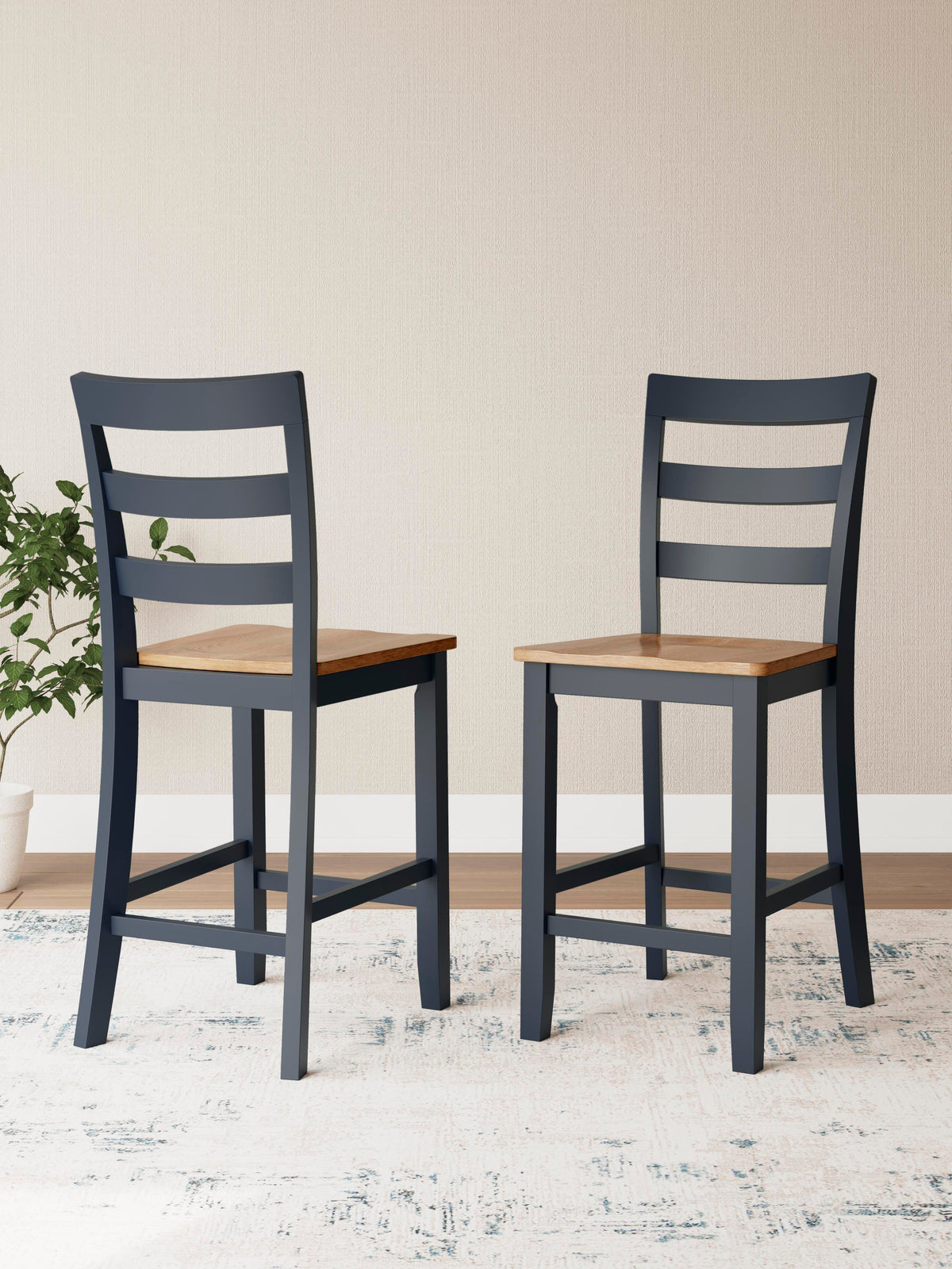 Windham Counter Height Barstool in Natural/Blue