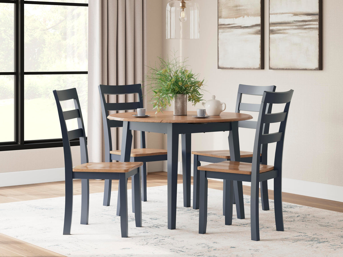 Windham Dining Drop Leaf Table in Natural/Blue