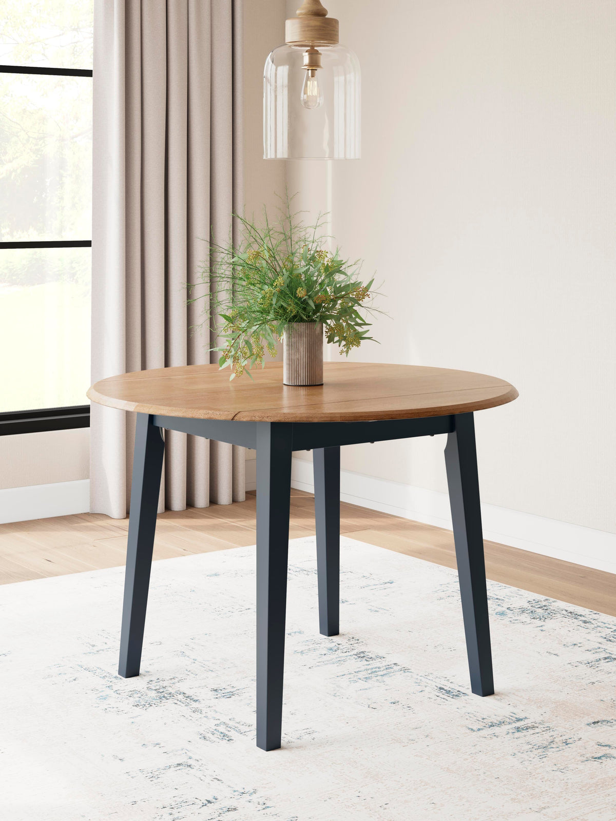 Windham Dining Drop Leaf Table in Natural/Blue