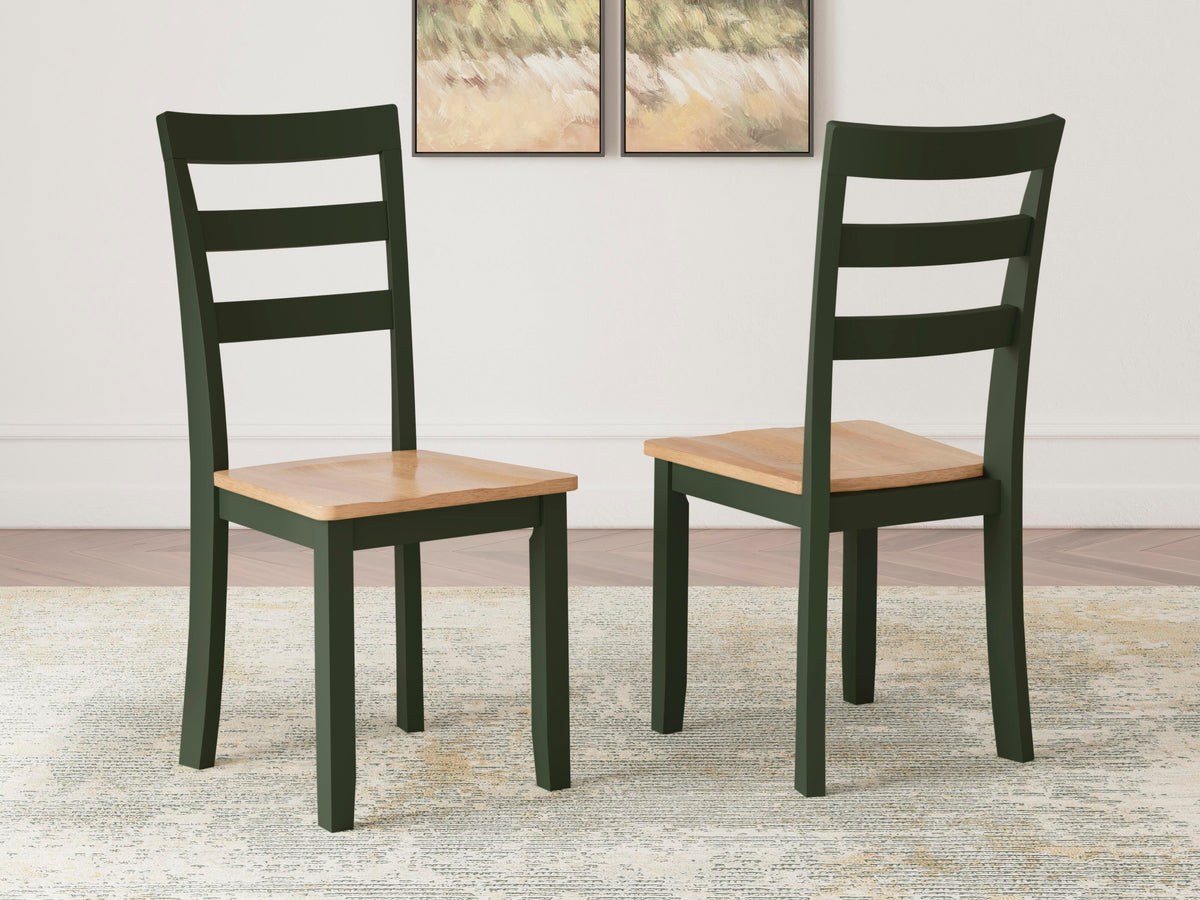 Windham Dining Table and 2 Chairs in Natural/Green