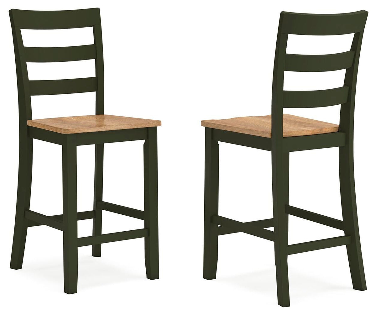 Windham Counter Height Dining Table and 2 Barstools in Natural/Green