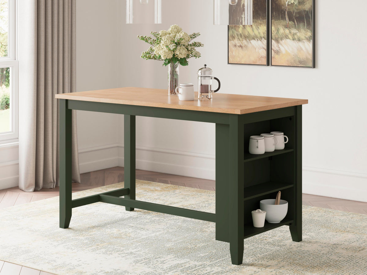 Windham Counter Height Dining Table and 2 Barstools in Natural/Green