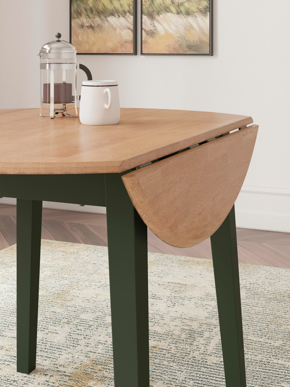 Windham Dining Table and 2 Chairs in Natural/Green