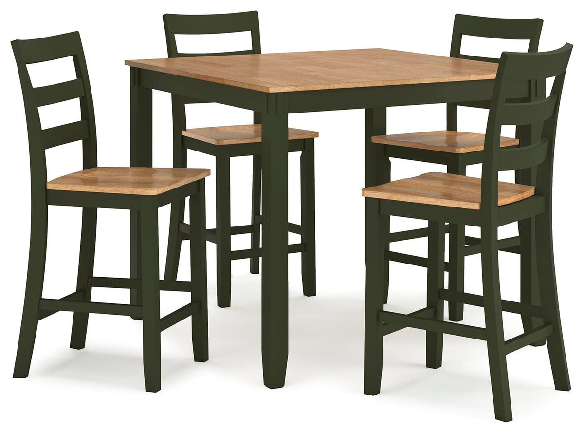 Windham Counter Height Dining Table and 4 Barstools (Set of 5) in Natural/Green