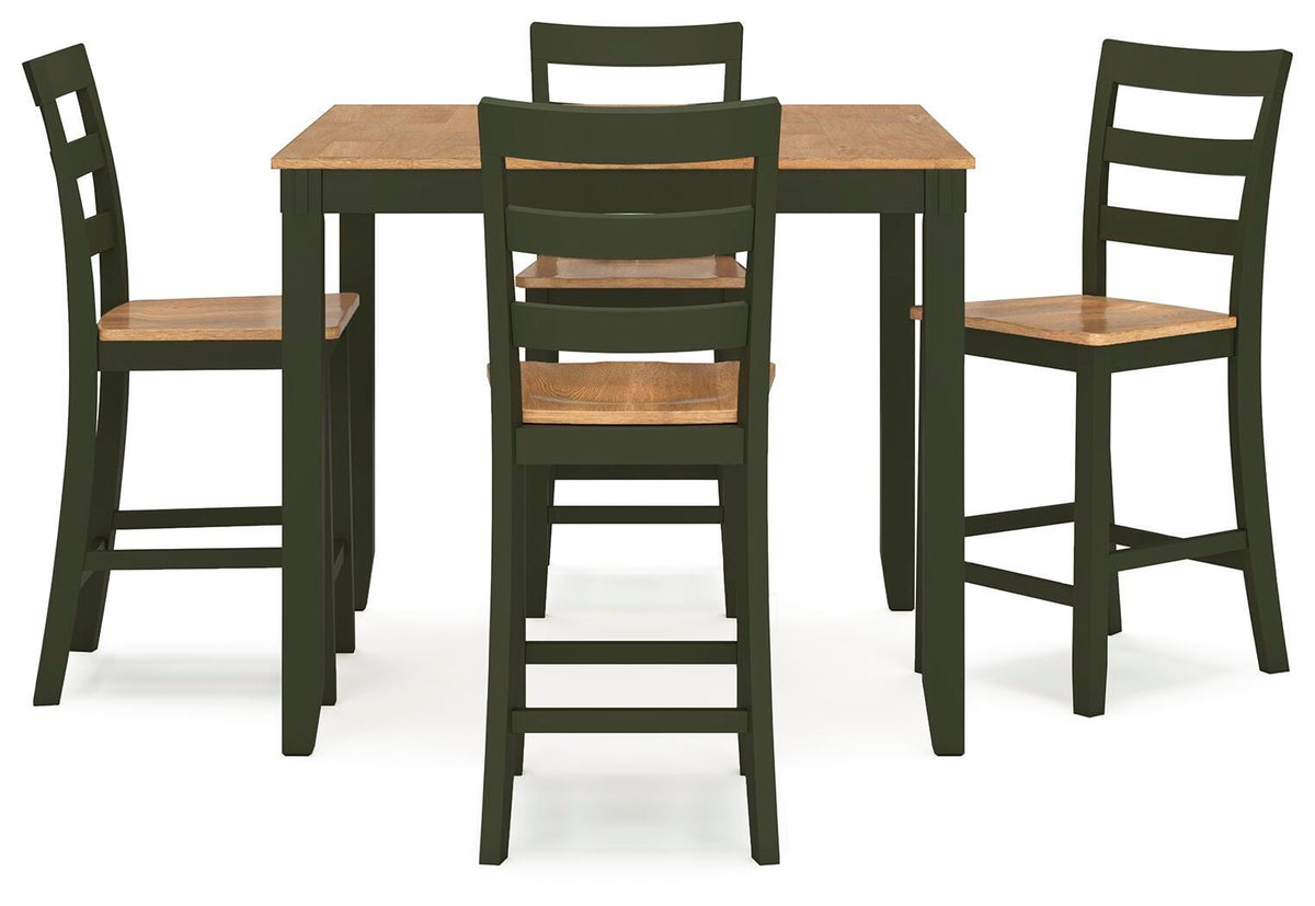 Windham Counter Height Dining Table and 4 Barstools (Set of 5) in Natural/Green