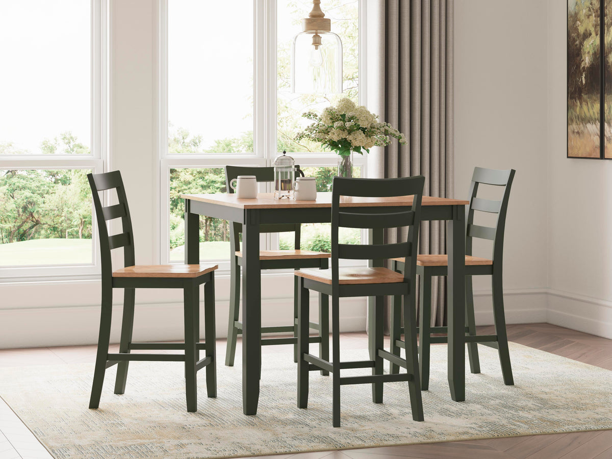 Windham Counter Height Dining Table and 4 Barstools (Set of 5) in Natural/Green