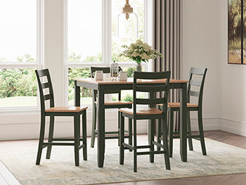 Windham Counter Height Dining Table and 4 Barstools (Set of 5) in Natural/Green