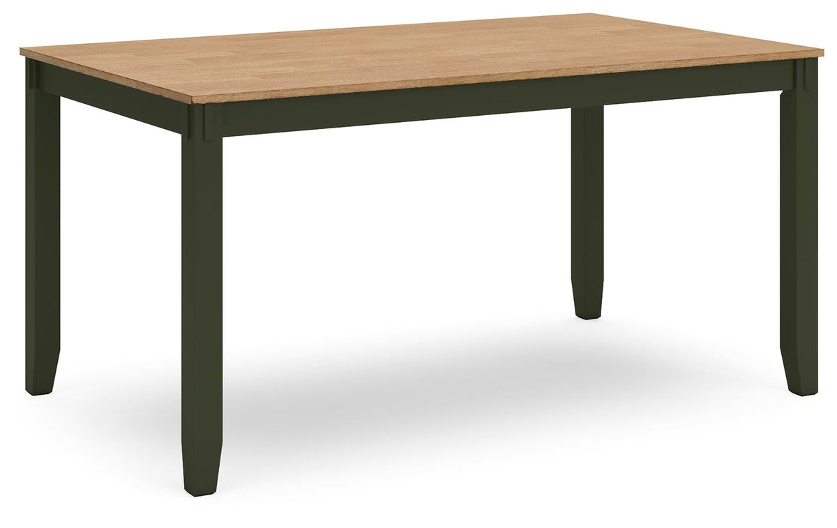 Windham Dining Table with 4 Chairs and Bench (Set of 6) in Natural/Green