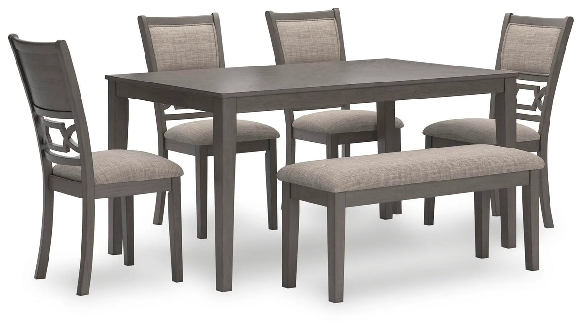 Rhen Dining Table and 4 Chairs and Bench (Set of 6)