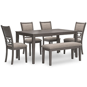 Rhen Dining Table and 4 Chairs and Bench (Set of 6)