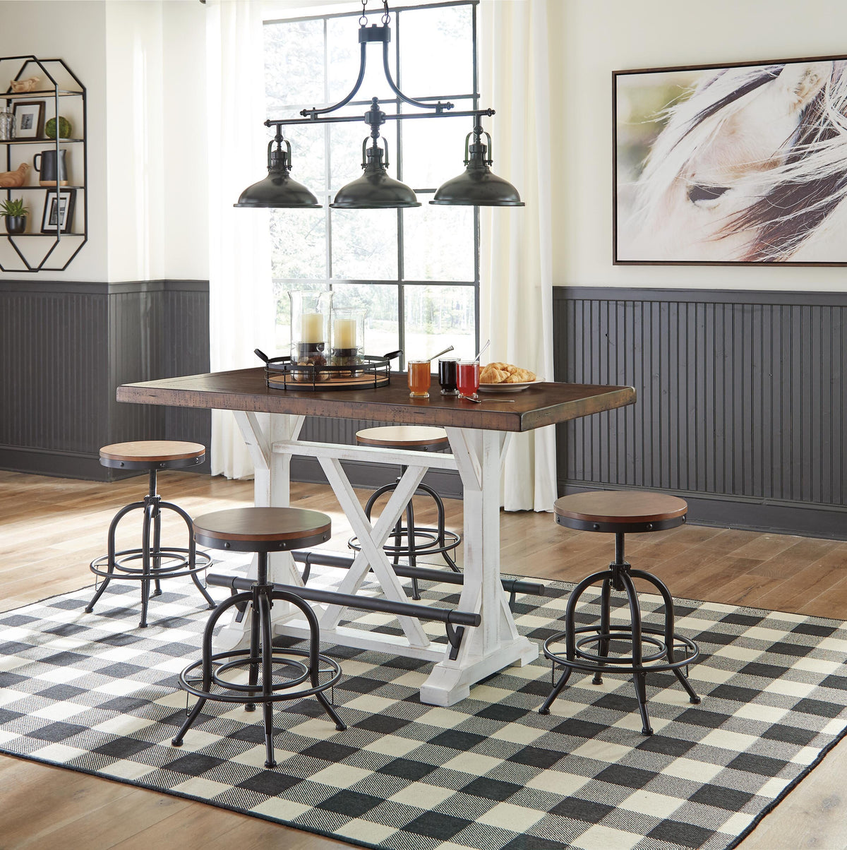Denham Counter Height Dining Table and 4 Barstools in Default III