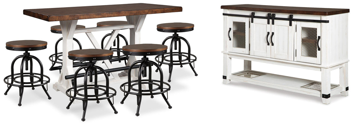 Denham Counter Height Dining Table with 6 Barstools and Server
