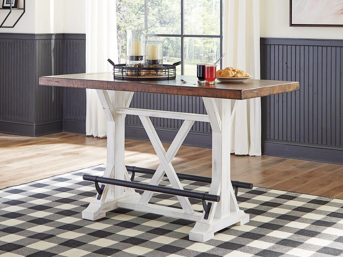 Denham Counter Height Dining Table in White/Brown