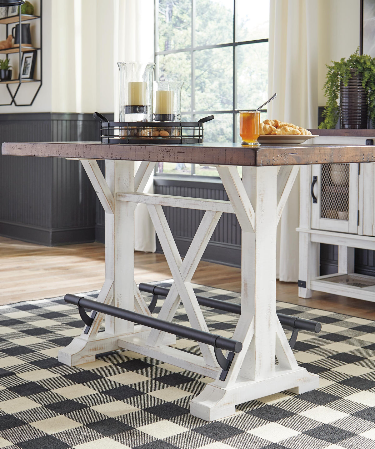 Denham Counter Height Dining Table in White/Brown