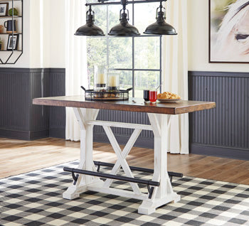 Denham Counter Height Dining Table in White/Brown