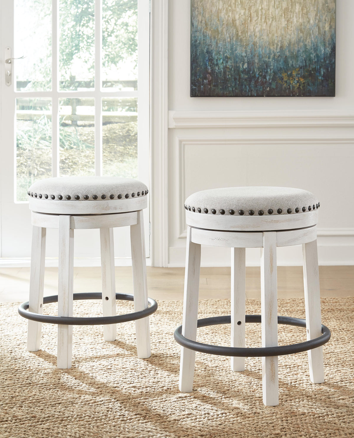 Denham Counter Height Stool in White/Black