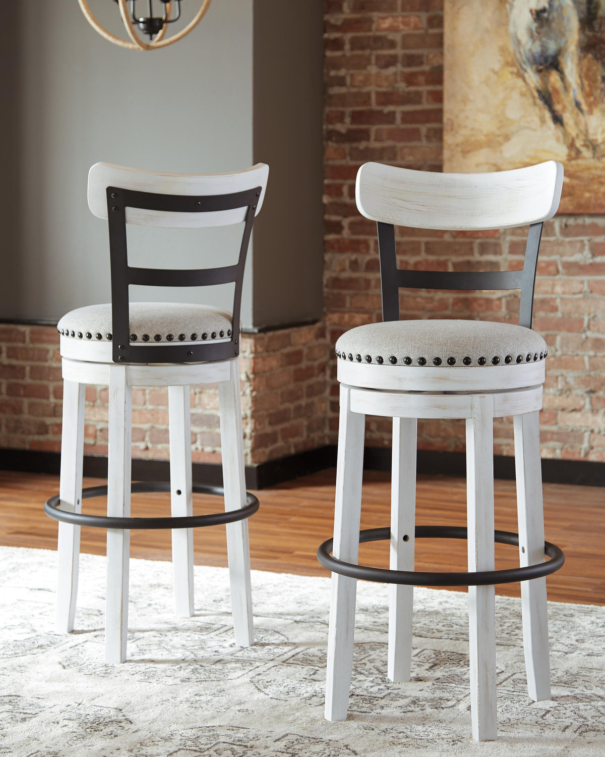 Denham Bar Height Bar Stool in White