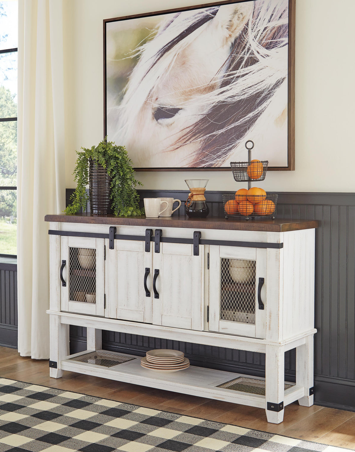 Denham Counter Height Dining Table with 6 Barstools and Server