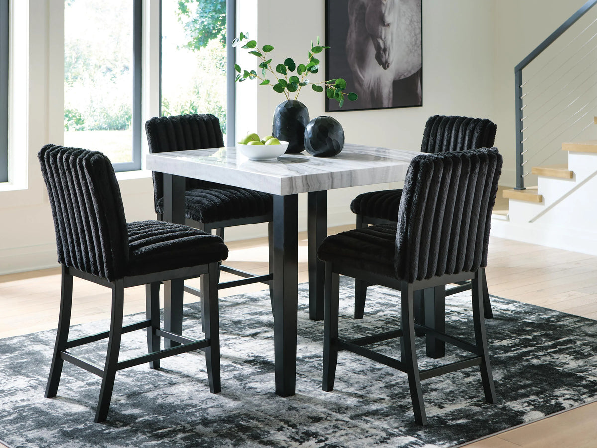 Zeta Counter Height Dining Table and 4 Barstools