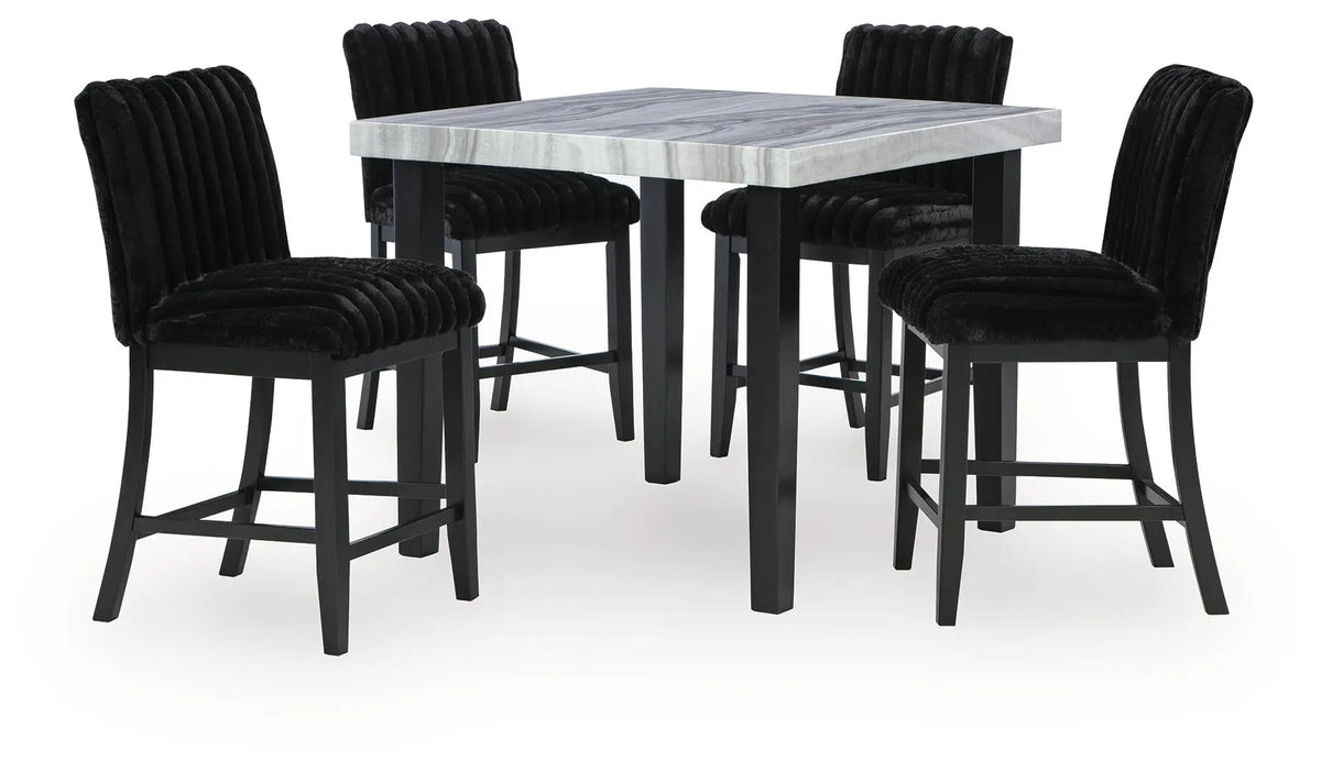 Zeta Counter Height Dining Table and 4 Barstools
