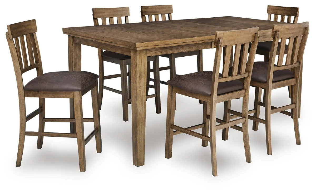 Ashgrove Bay Counter Height Extension Dining Table and 6 Barstools