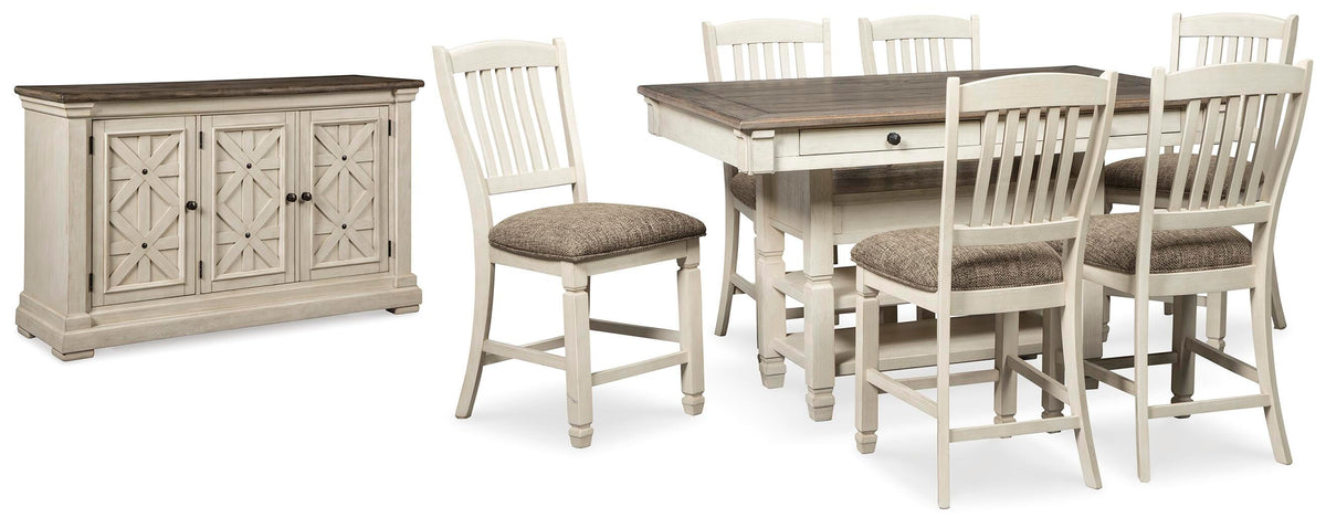 Hartwell Counter Height Dining Table and 6 Barstools with Server