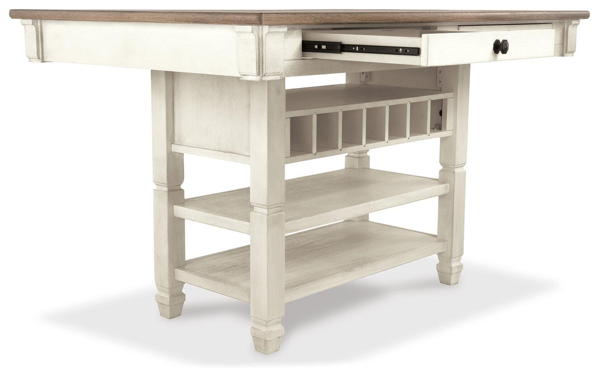 Hartwell Counter Height Table with 6 Barstools with Server and Display Cabinet