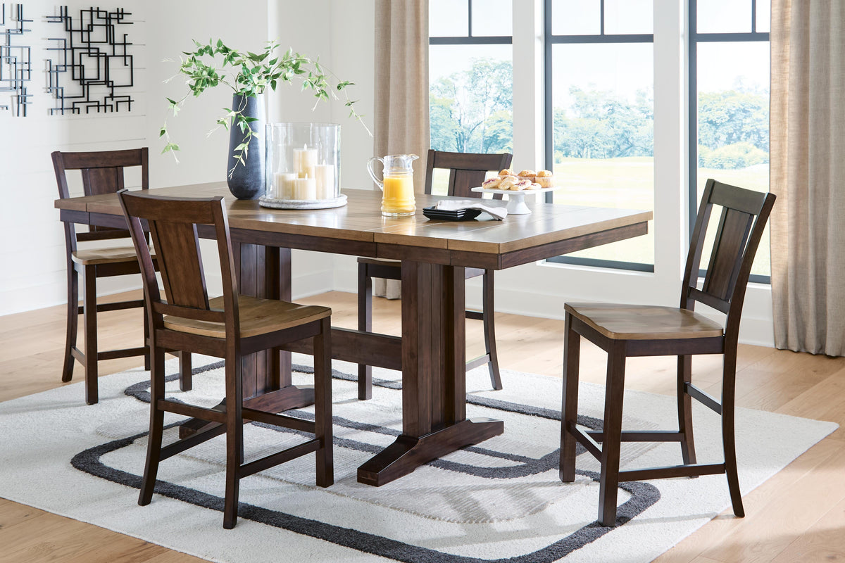 Hollowmere Counter Height Extension Dining Table and 4 Barstools