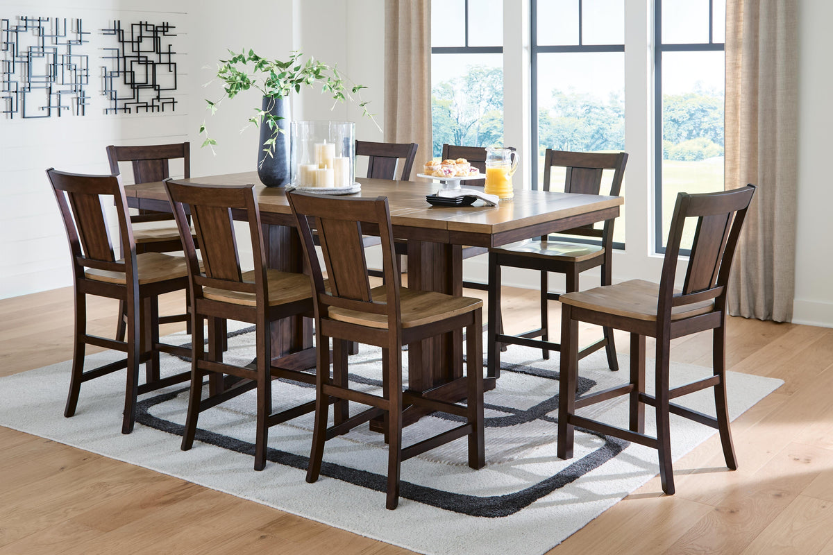 Hollowmere Counter Height Extension Dining Table and 8 Barstools