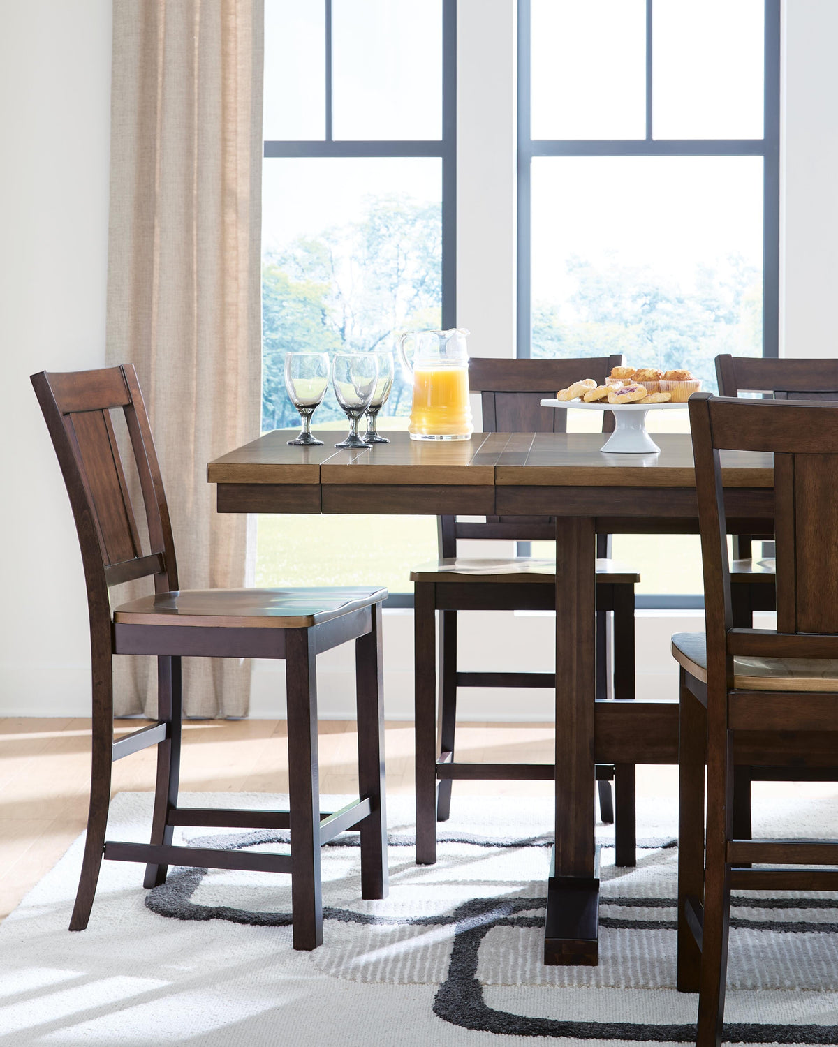 Hollowmere Counter Height Extension Dining Table and 4 Barstools