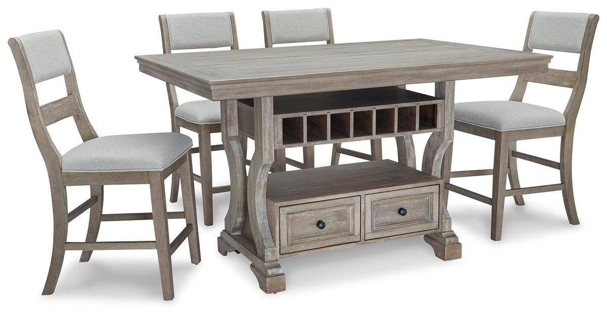 Merimbula Bay Counter Height Dining Table and 4 Barstools