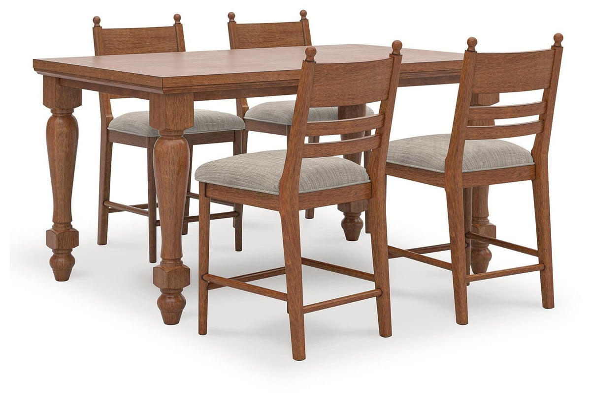 Ashcombe Counter Height Dining Table and 4 Barstools