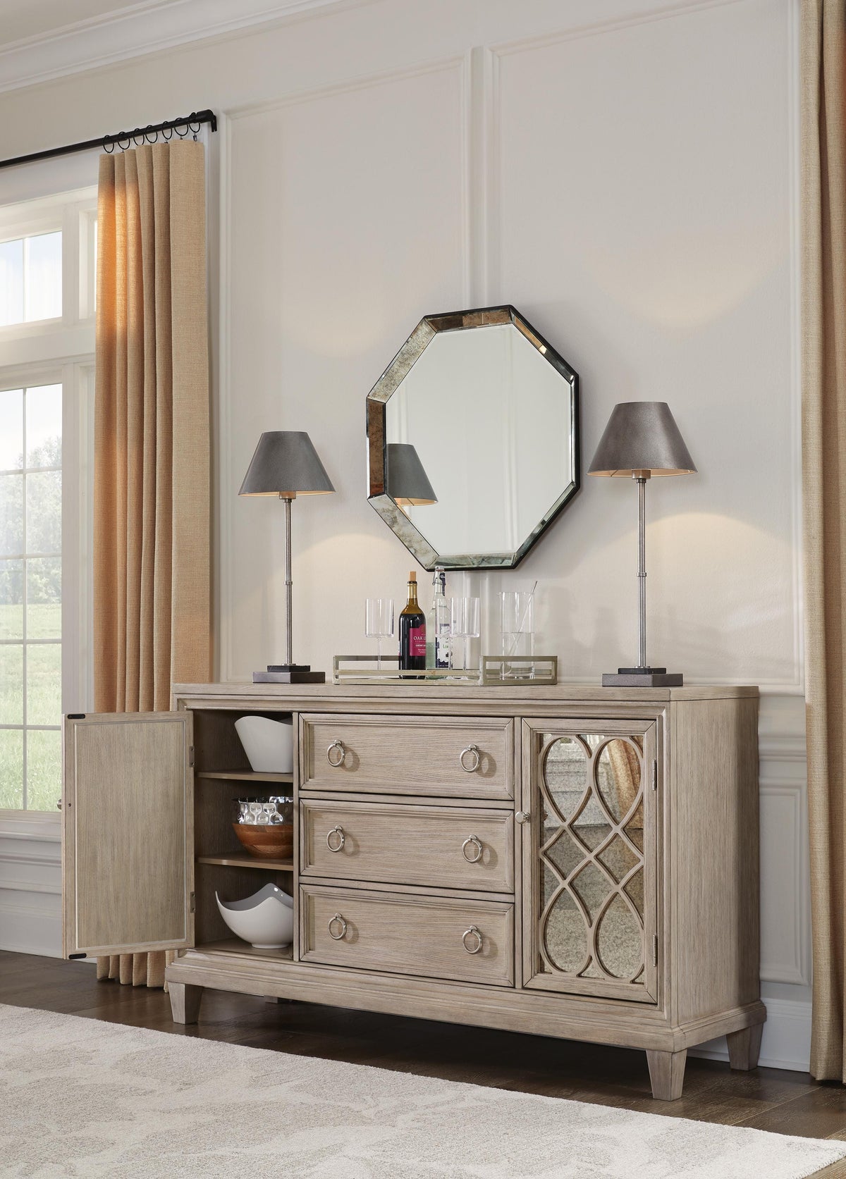 Ashfield Dining Server in Light Grayish Brown
