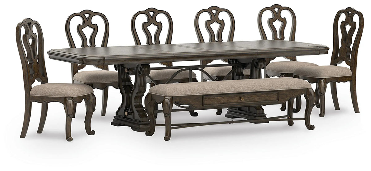 Fenwick Dining Table with 6 Chairs and Bench