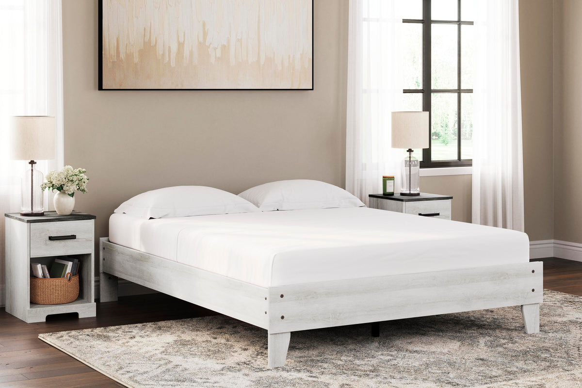 Cobden Queen Platform Bed in Whitewash