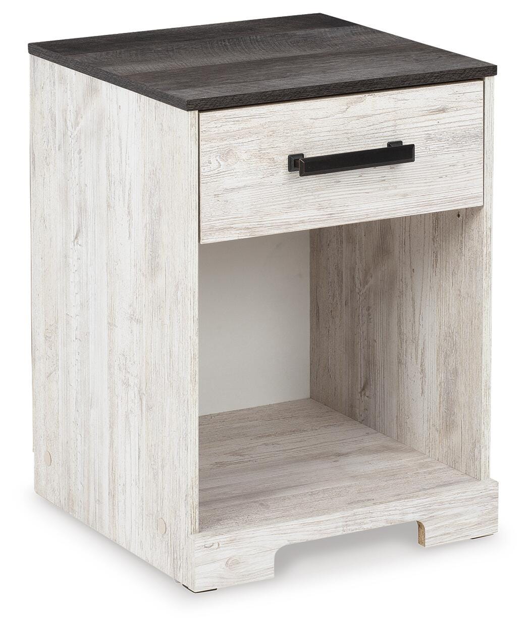 Cobden Nightstand in Whitewash/Charcoal Gray