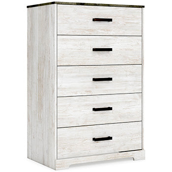 Cobden Chest of Drawers in Whitewash/Charcoal Gray