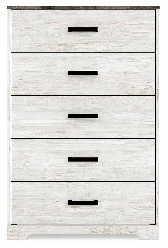 Cobden Chest of Drawers in Whitewash/Charcoal Gray