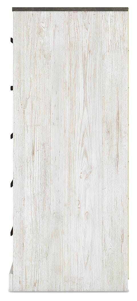 Cobden Chest of Drawers in Whitewash/Charcoal Gray